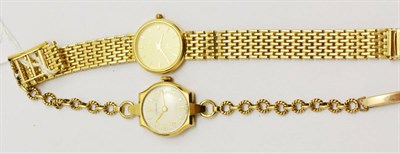 Lot 313 - A 9ct gold wristwatch signed Garrard and a lady's 9ct gold Rotary wristwatch