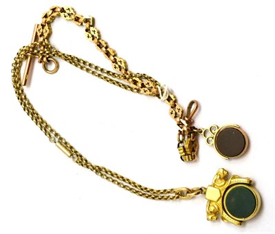 Lot 319 - A swivel fob on a star and bar bracelet and another on a chain