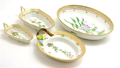 Lot 330 - Four pieces of Royal Copenhagen painted with botanical subjects