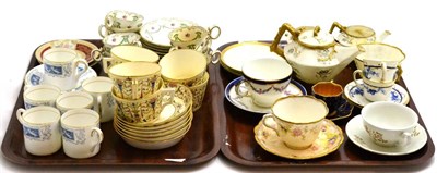 Lot 332 - An unusual Belleek Aesthetic style part tea service, black marks (damaged) and assorted tea wares