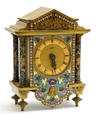 Lot 334 - A 19th century champleve enamel clock (later movement)