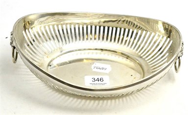 Lot 346 - A pierced silver oval dish with lion mask handles