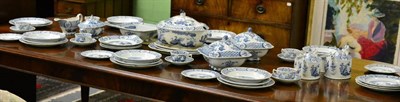 Lot 367 - A Furnivals 'Old Chelsea' pattern blue and white dinner service