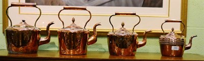 Lot 368 - Four copper kettles