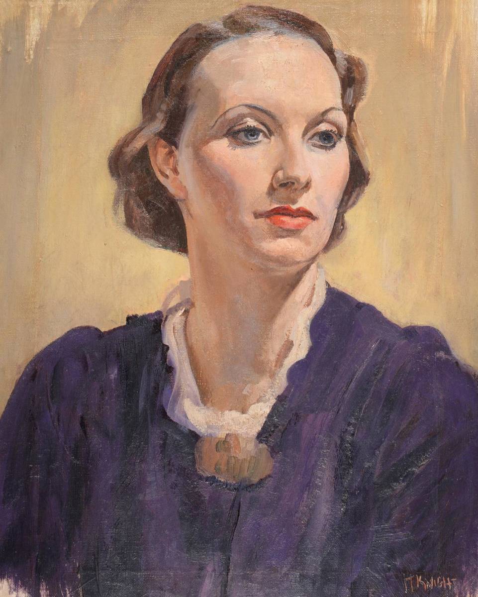 Lot 606 - Harold Knight RA (1874-1961) Portrait of Ella Naper, head and shoulders  Signed, oil on canvas,...