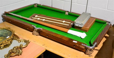 Lot 1024 - A Riley slate bed snooker table with scoreboard, balls, cue and spirit level