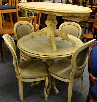 Lot 1059 - A Silik & Creazioni cream painted table, four chairs and matching coffee table