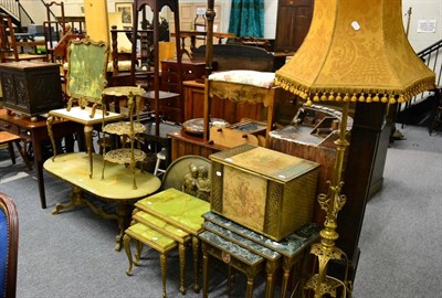 Lot 1063 - Modern onyx furniture, standard lamp, box, etc