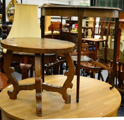 Lot 1074 - An Edwardian centre table, 68.5cm diameter, 70.5cm high; and a Spanish side table, 61cm x 45cm...