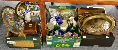 Lot 1137 - Three boxes of decorative ceramics and glass including a large studio pottery charger