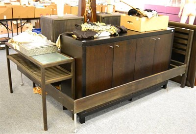 Lot 1144 - Modern furniture comprising two pairs of lamps, low side table, glass topped side table and a...