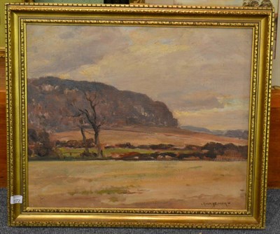 Lot 1172 - Owen Bowen ROI, PRCamA (1873-1967) Landscape near Staithes, signed, oil on canvas