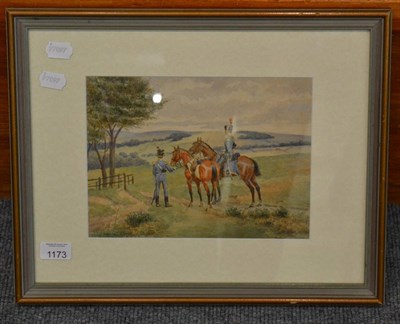 Lot 1173 - Thomas Mackay, figures on horseback, watercolour, signed and dated 1907