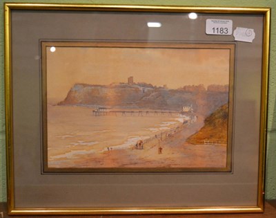 Lot 1183 - Frank Rousse (fl.1897-1917) View of Scarborough, signed, watercolour heightened with white