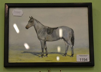 Lot 1194 - D M & E M Alderson, ";Tony";, watercolour, signed and dated 1940