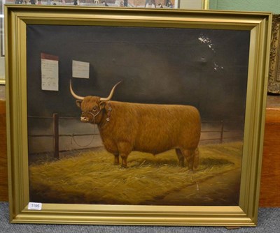 Lot 1195 - William Albert Clark, portrait of a prize highland bull, oil on canvas, signed