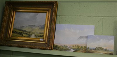 Lot 1199 - Peter M. Drewett (Contemporary) ";Glen Lyon";, signed, oil on canvas, together with two further...