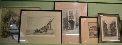 Lot 1200 - A Hedley Fitton etching together with four other signed etchings (5)