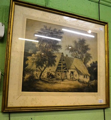 Lot 1213 - Manner of George Morland, A farmstead, watercolour