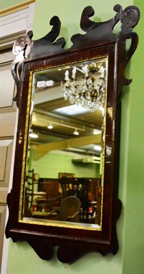 Lot 1232 - George III mahogany fret work mirror with gilt slip