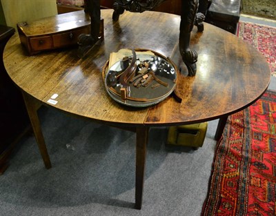 Lot 1236 - George III oak gate leg table together with a toilet mirror (a.f.)