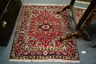 Lot 1257 - Afshar Rug, South East Persia, the indigo field with three latch hook diamond medallions framed...