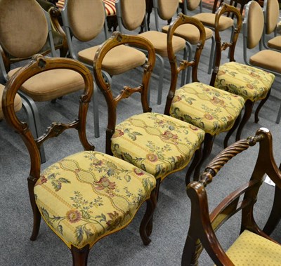 Lot 1282 - Set of four mahogany balloon back dining chairs