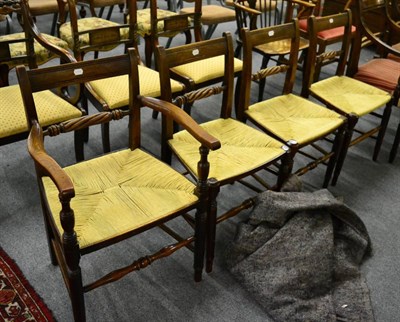 Lot 1286 - A set of four 19th century rush seated bar back dining chairs