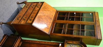 Lot 1338 - Walnut bureau bookcase