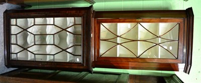 Lot 1340 - George III mahogany astragal glazed hanging corner cupboard together with another mahogany...