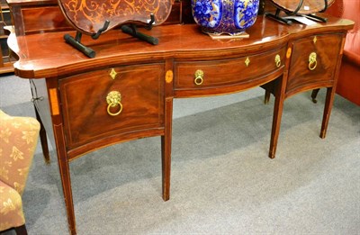 Lot 1352 - George III inlaid mahogany bow fronted sideboard