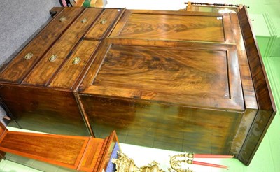 Lot 1364 - A George III mahogany linen press, with dentil cornice, converted to a wardrobe