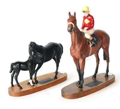 Lot 14 - Beswick Connoisseur Horses: 'Red Rum with Brian Fletcher Up', model No. 2511 and 'Black Beauty...