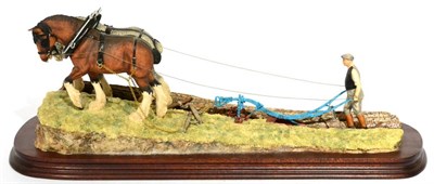 Lot 44 - Border Fine Arts 'Stout Hearts' (Ploughing scene), model No. JH34 by Ray Ayres, on wood base...