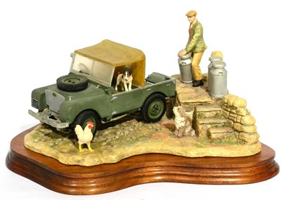Lot 45 - Border Fine Arts 'Putting Out The Milk' (Landrover), model No. JH66 by Ray Ayres, limited...