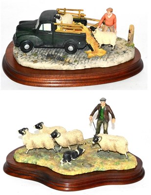 Lot 58 - Border Fine Arts 'Shedding' (Shepherd, Collie and Sheep), model No. L113 by Ray Ayres, limited...