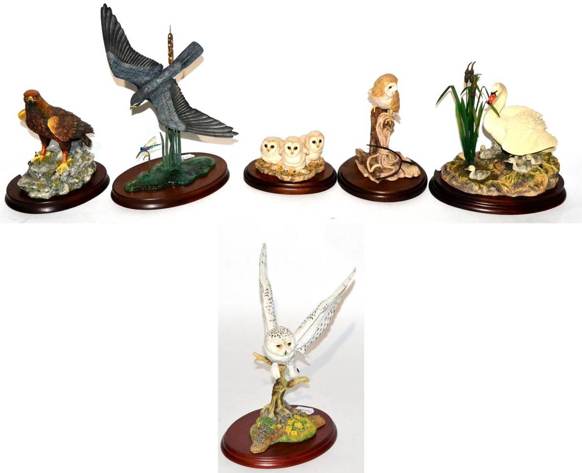 Lot 63 - Border Fine Arts 'First One In' (Swan and Cygnets), model No. BO189 by Ray Ayres, on wood base,...