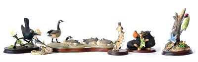 Lot 64 - Border Fine Arts 'Noisy Neighbours' (Nuthatches and Woodpeckers), model No. B0995 by Ray Ayres,...