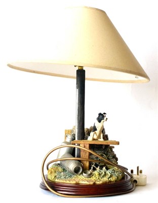 Lot 93 - Border Fine Arts 'In The Shade' Table Lamp (Border Collie Pups), model No. B0218 by Ray Ayres,...