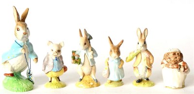 Lot 103 - Royal Doulton Beswick Beatrix Potter figures comprising: 'Benjamin Ate a Lettuce Leaf', BP-10a,...