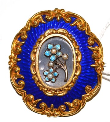 Lot 130 - A Victorian blue enamelled brooch