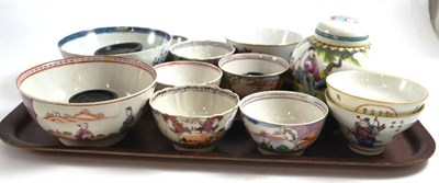 Lot 151 - Assorted Chinese and other porcelain tea bowls, 18th century English blue and white porcelain bowl