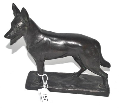 Lot 157 - A German Art Deco bronze of a German Shepherd (Alsatian) dog, signed to base