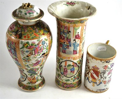 Lot 158 - Two items of Chinese canton porcelain and a Samson Paris 'Famille rose' mug (3)