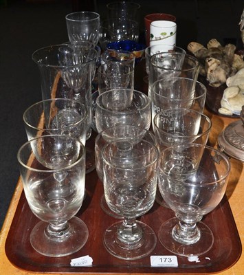 Lot 173 - Two trays of assorted 19th century and later rummers, glassware, celery vase etc
