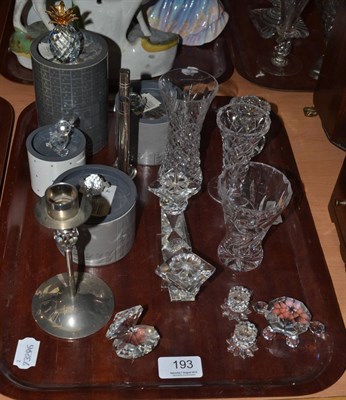 Lot 193 - Swarovski crystal, cut glass spill vases etc