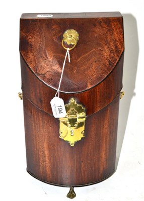 Lot 194 - Georgian mahogany knife box with brass fittings