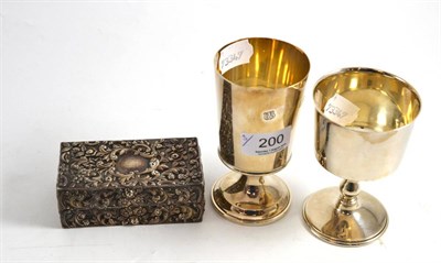 Lot 200 - Two silver goblets and a silver box