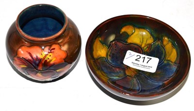 Lot 217 - A Moorcroft pottery small vase and a dish