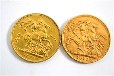 Lot 240 - Two full sovereigns dated 1876 and 1913